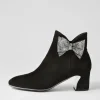 Jeya Black Silver Suede Jewels Ankle Boots
