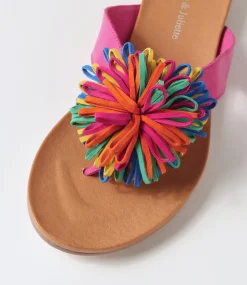 Jillee Fuchsia Bright Leather Thongs