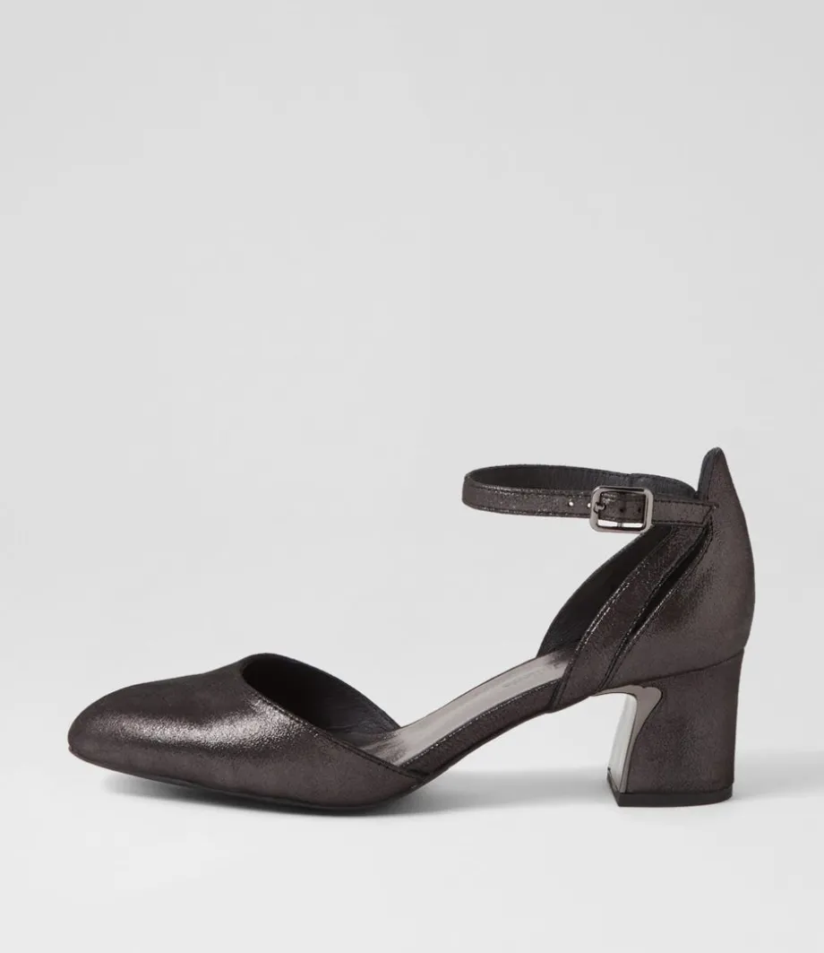 Jillie Black Shimmer Leather Heels