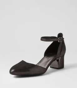 Jillie Black Shimmer Leather Heels