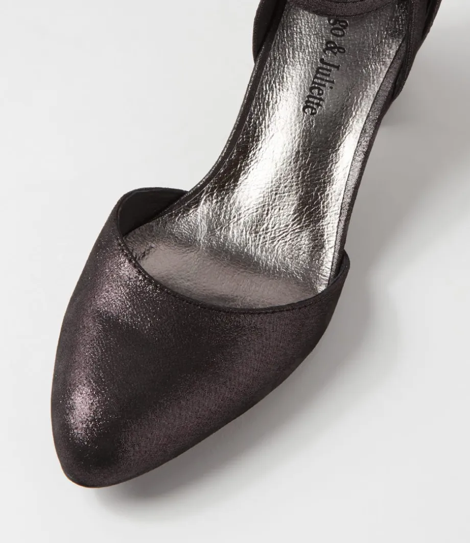 Jillie Black Shimmer Leather Heels
