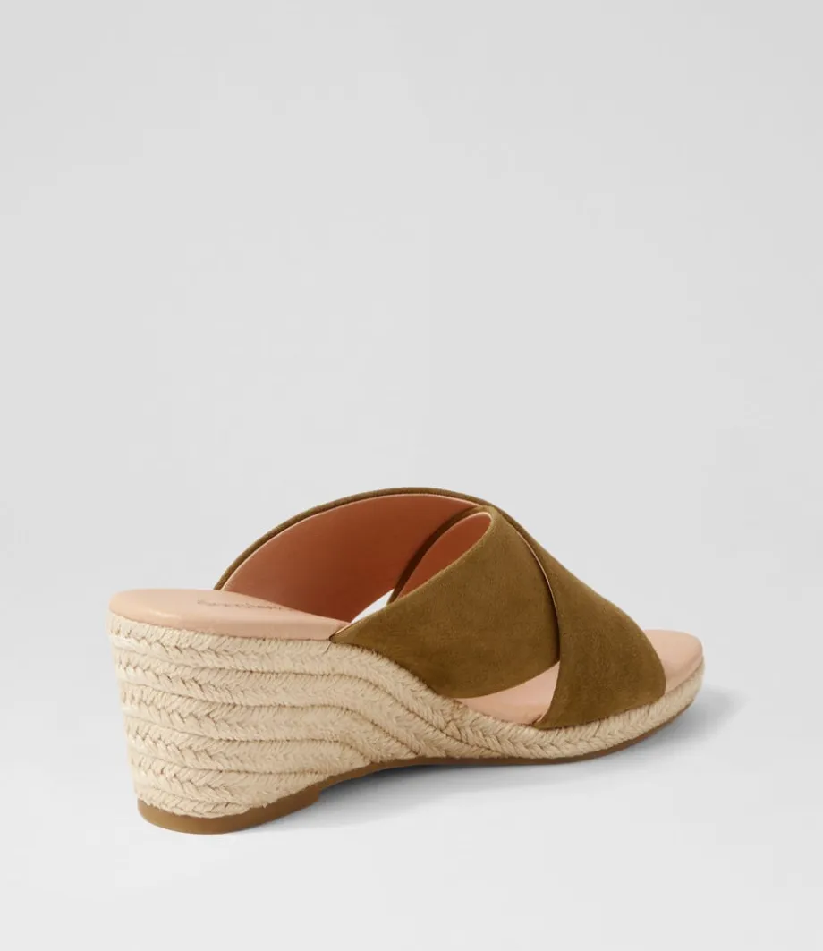 Jinna Khaki Suede Sandals