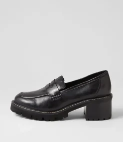 Jinnah Black Leather Heels