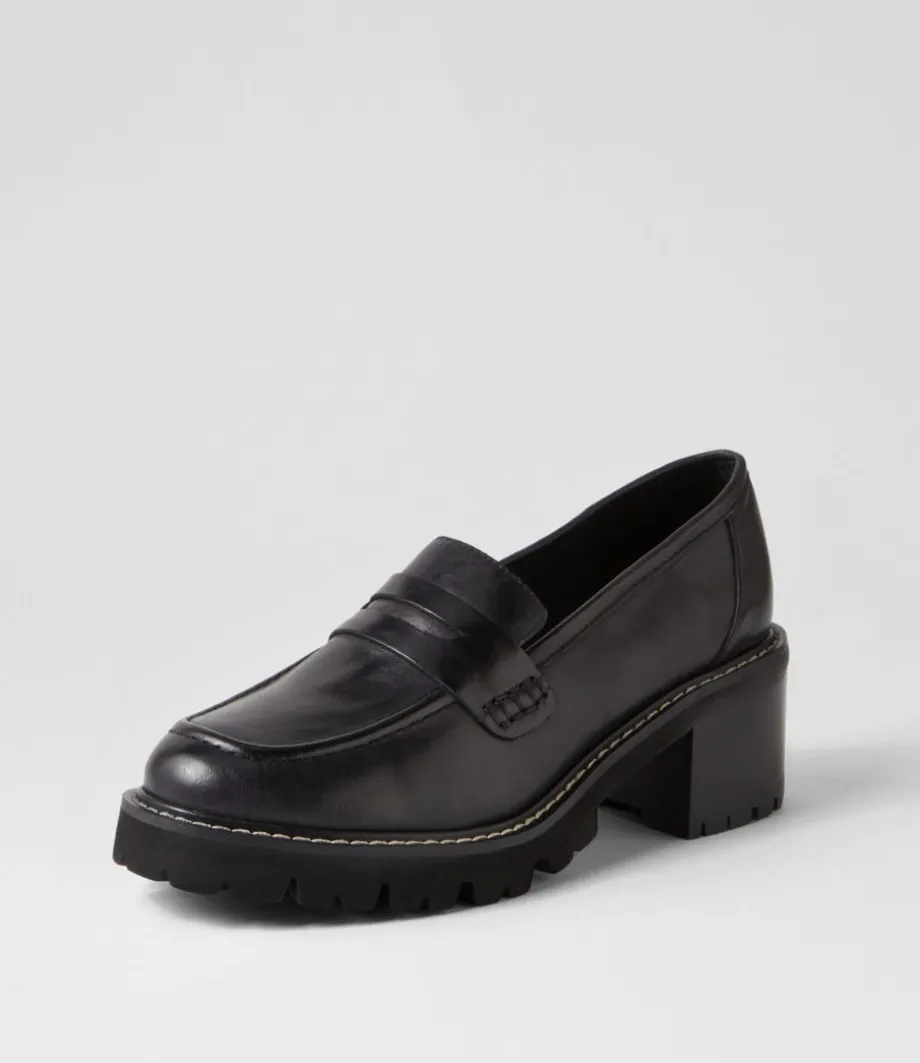 Jinnah Black Leather Heels