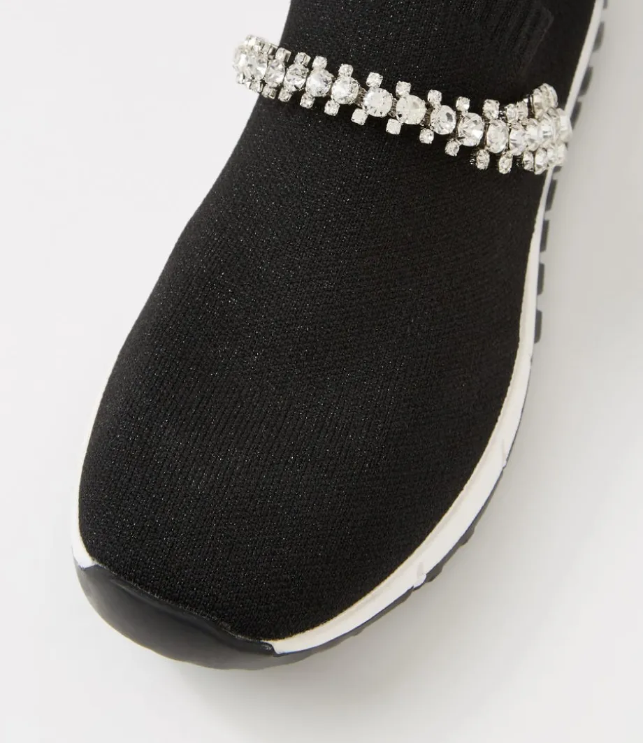 Jolo Black Silver Trim Fabric Sneakers