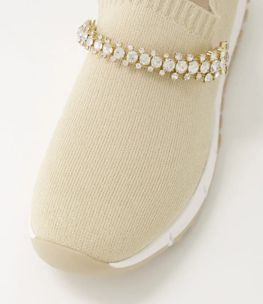 Jolo Sand Gold Trim Fabric Sneakers