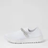 Jolo White Silver Trim Fabric Sneakers