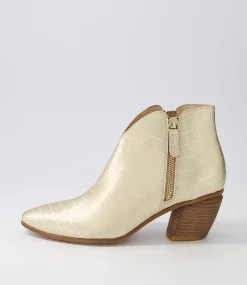 Josky Gold Croc Leather Ankle Boots