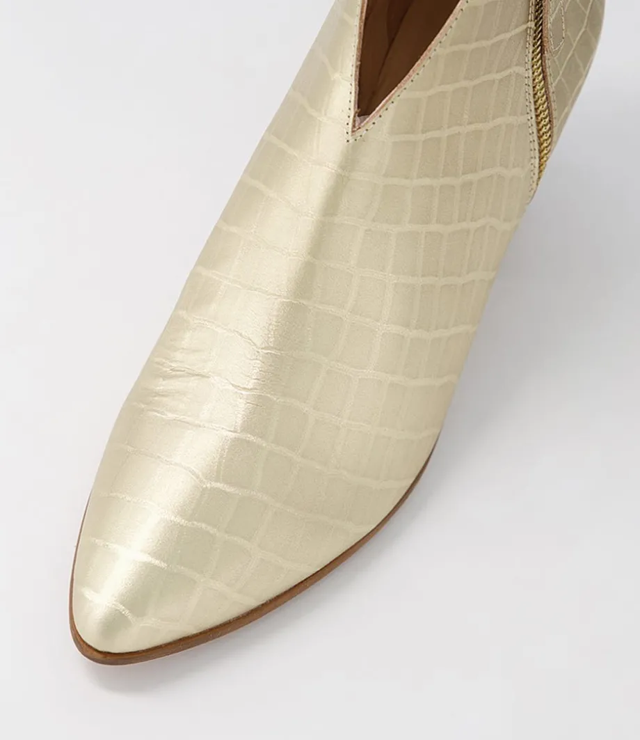 Josky Gold Croc Leather Ankle Boots