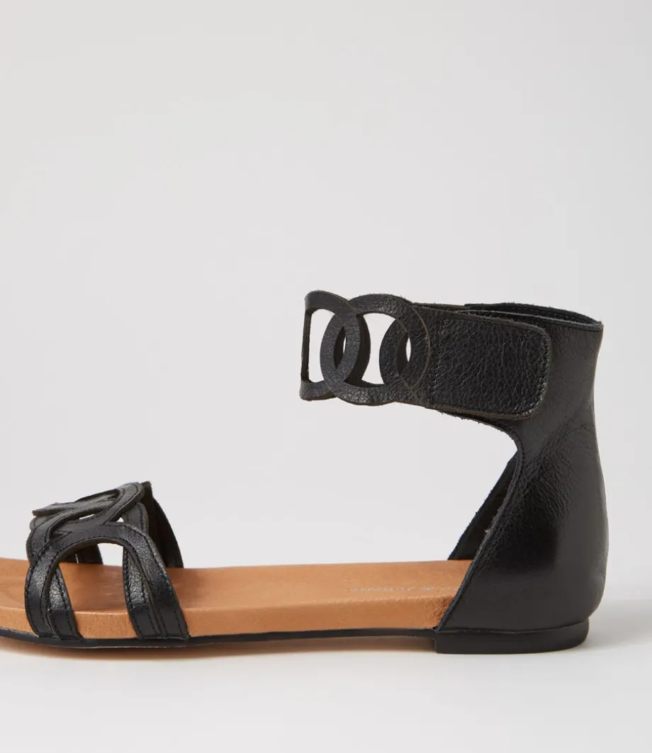 Jubu Black Leather Sandals