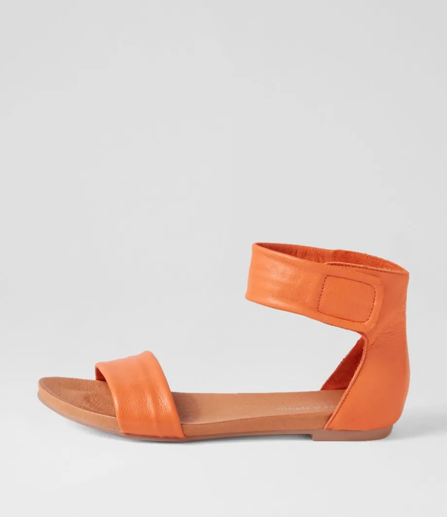 Juzz Bright Orange Leather Sandals