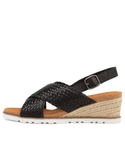 Kaeme W Black Weave Leather Sandals