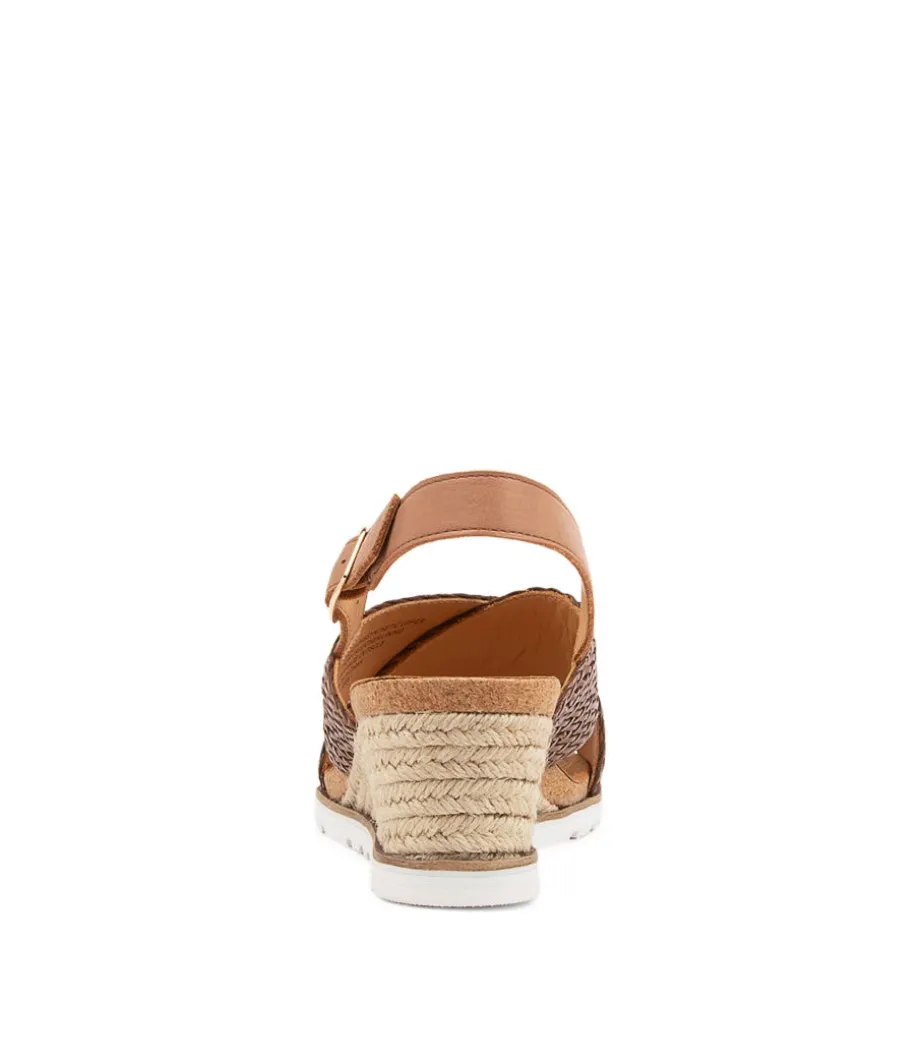 Kaeme W Cognac Weave Leather Sandals
