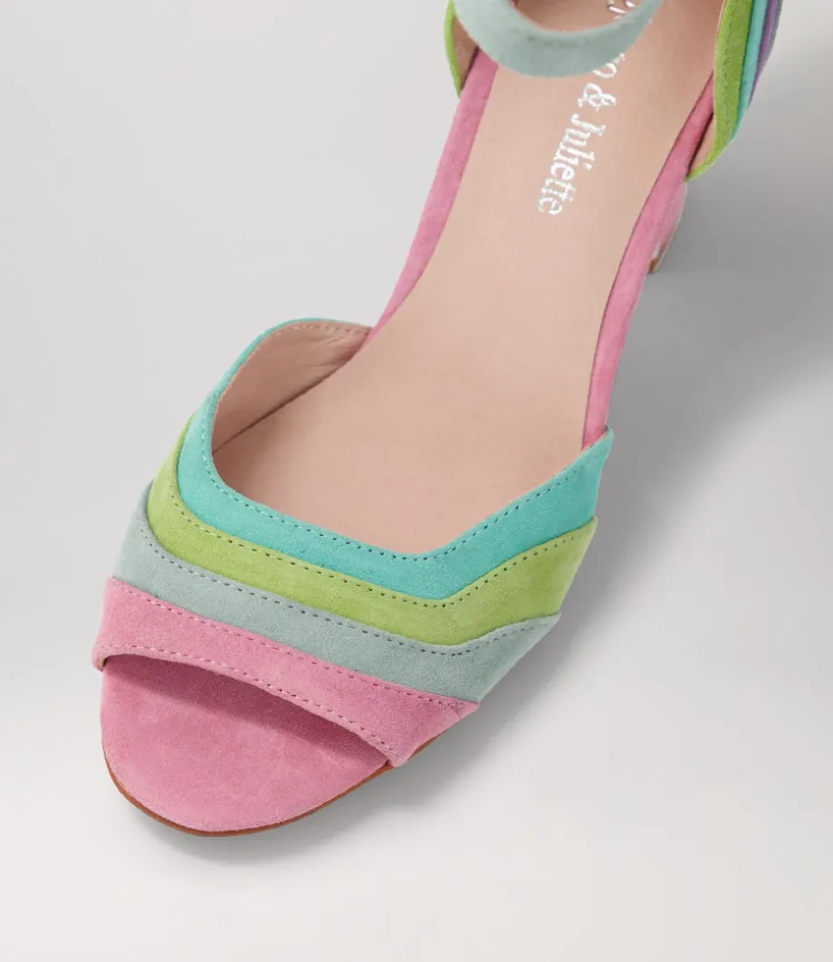 Kage Pastel Multi Suede Sandals