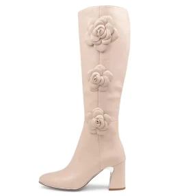 Kalen Nude Leather Knee High Boots