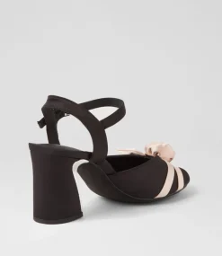 Kalice Black Nude Satin Sandals
