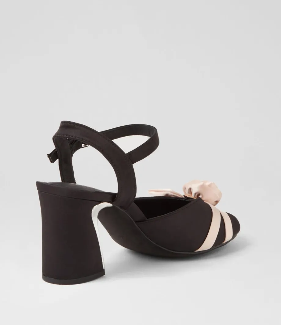 Kalice Black Nude Satin Sandals