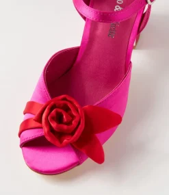Kalice Hot Pink Red Satin Sandals