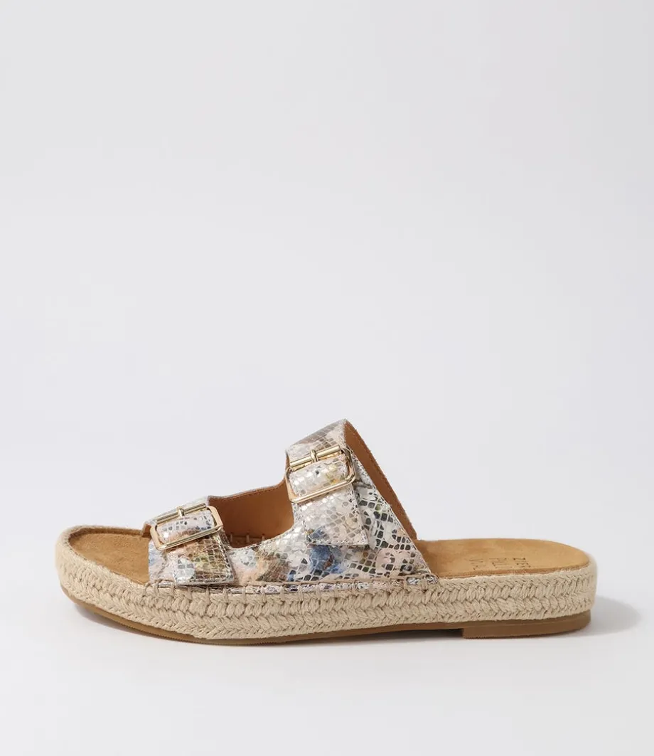 Kapila W Natural Multi Leather Sandals