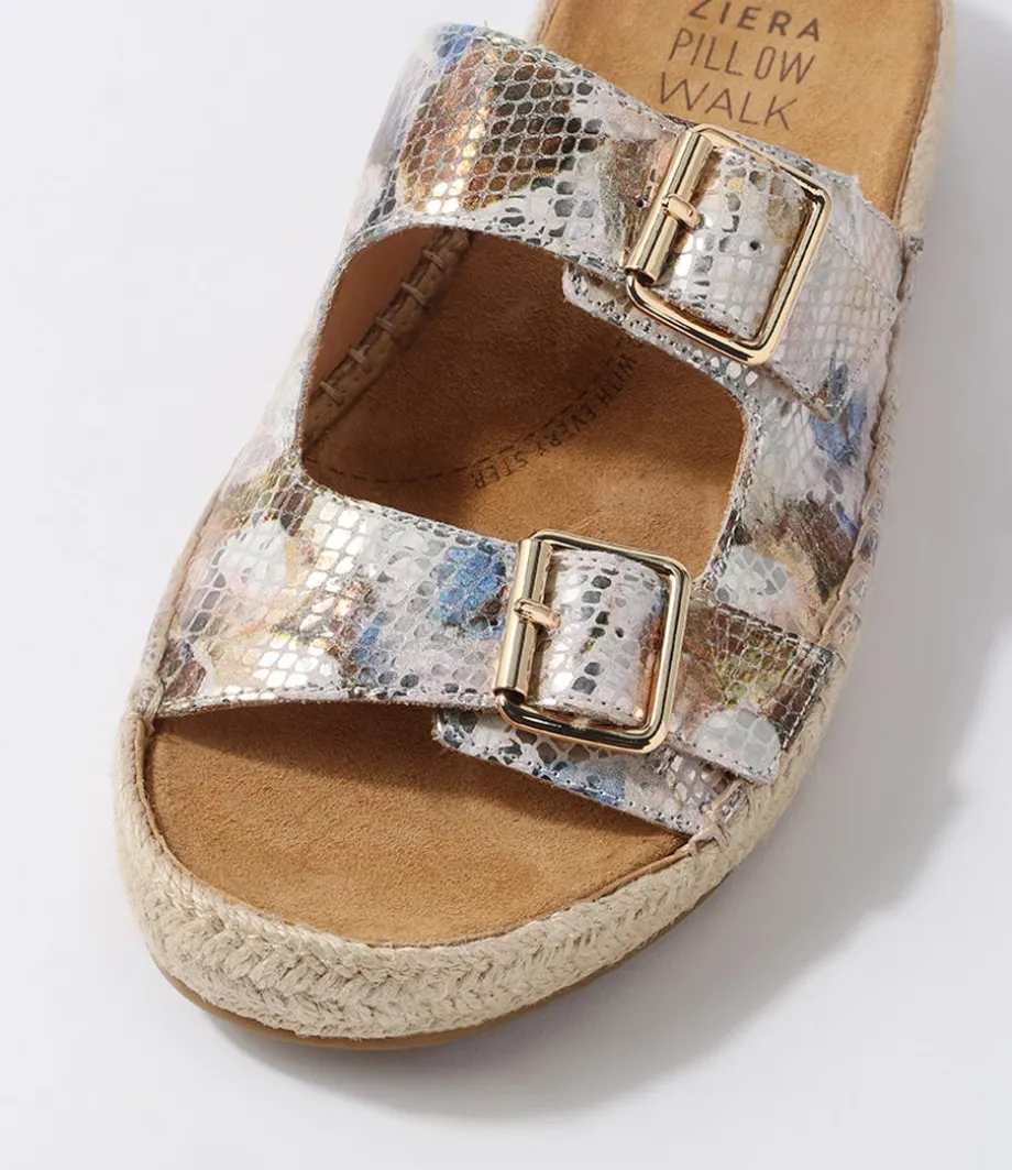 Kapila W Natural Multi Leather Sandals