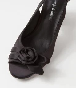 Kekoa Black Satin Sandals