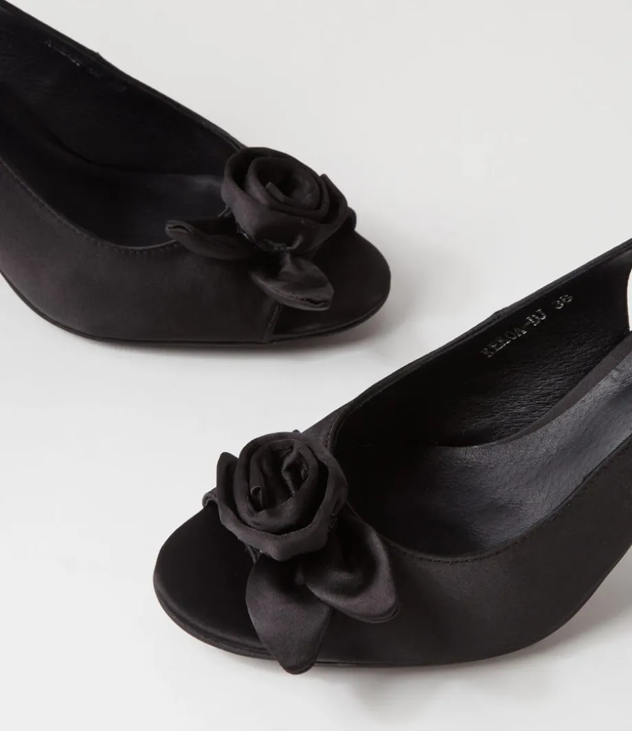 Kekoa Black Satin Sandals