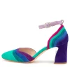Kimo Purple Multi Leather Heeled Shoes