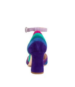 Kimo Purple Multi Leather Heeled Shoes
