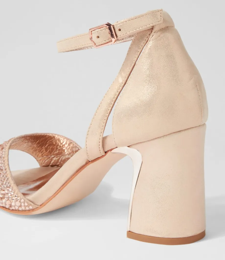 Kitta Rose Gold Shimmer Jewels Leather Sandals