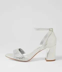 Kitta Silver Shimmer Leather Jewels Sandals