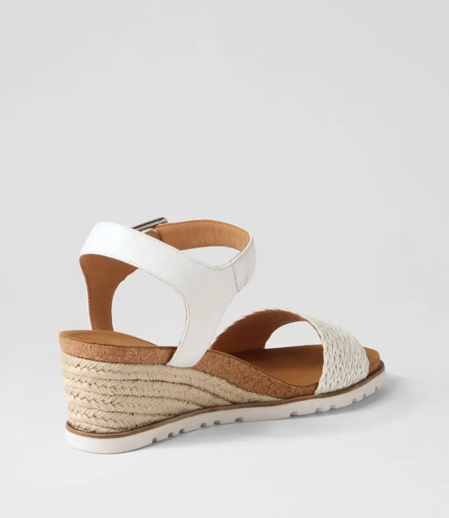 Konyise W White Weave Leather Sandals
