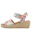 Kraig Xw Orange Floral Leather Sandals