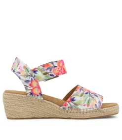 Kraig Xw Orange Floral Leather Sandals