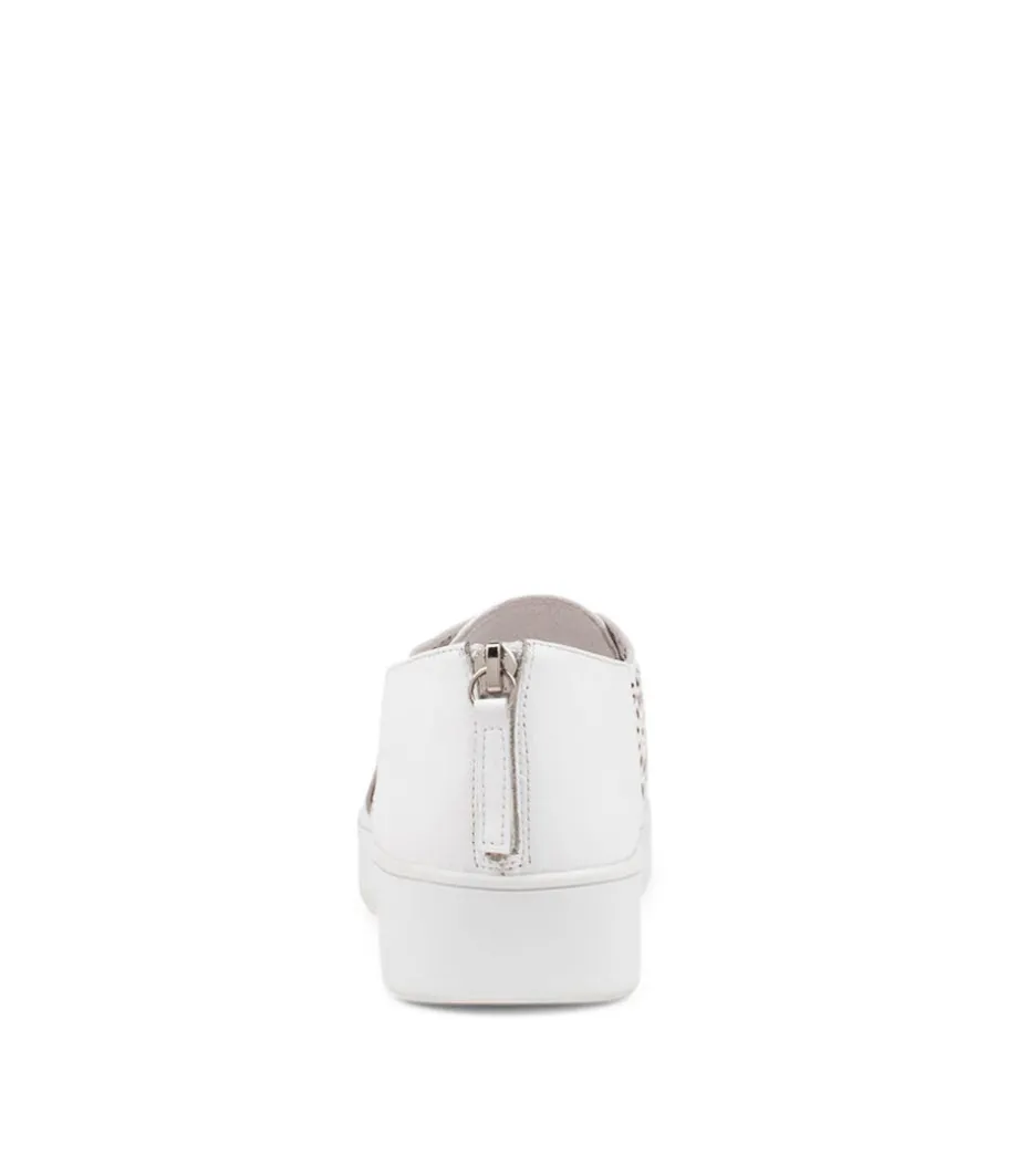 Laddes White Leather Sneakers Ws
