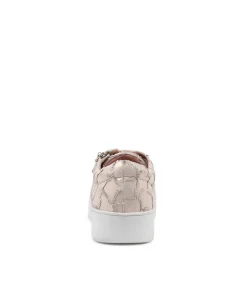 Laila Nude Frill Leather Sneakers