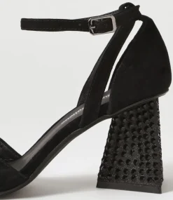Laixi Black Suede Jewels Sandals