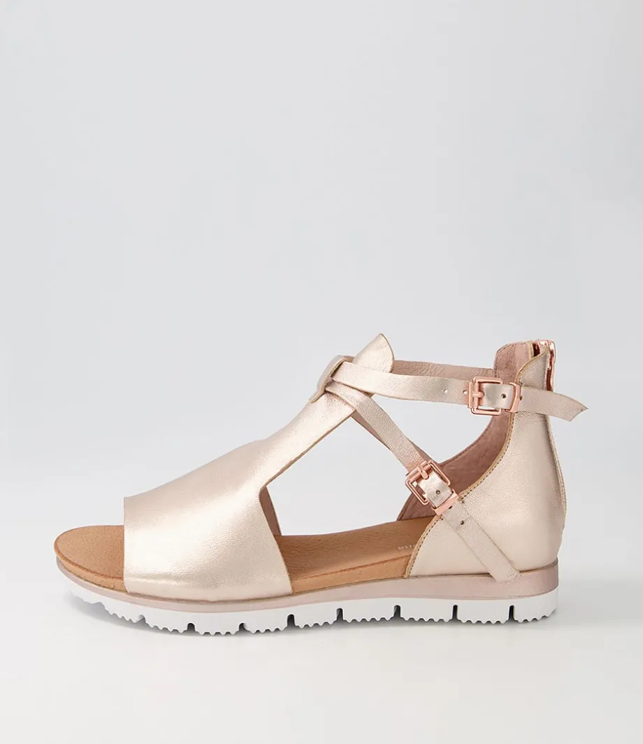 Lakrisha Pale Rose Gold Leather Sandals