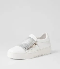 Laroon White Silver Leather Sneakers
