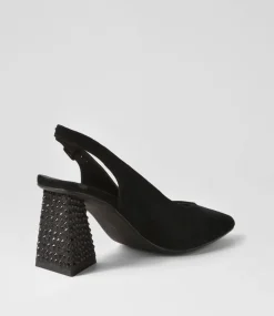 Lesnoy Black Suede Jewels Heels