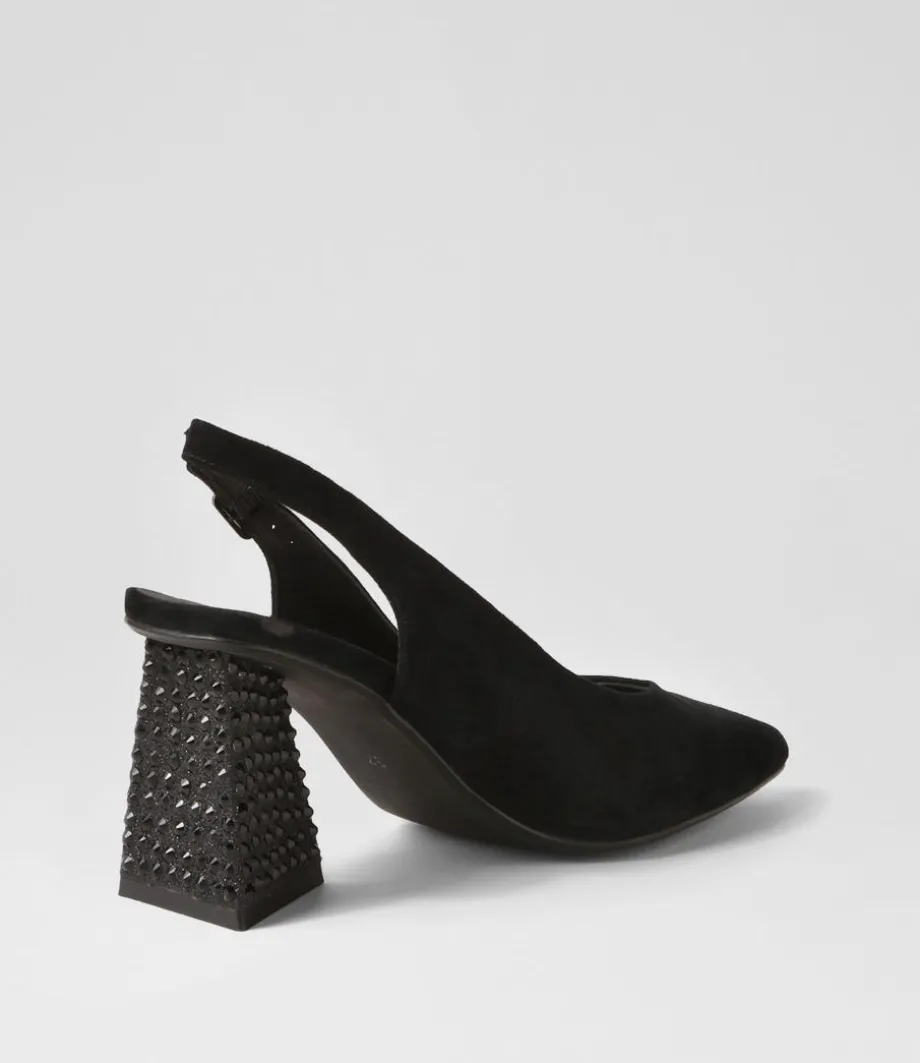 Lesnoy Black Suede Jewels Heels