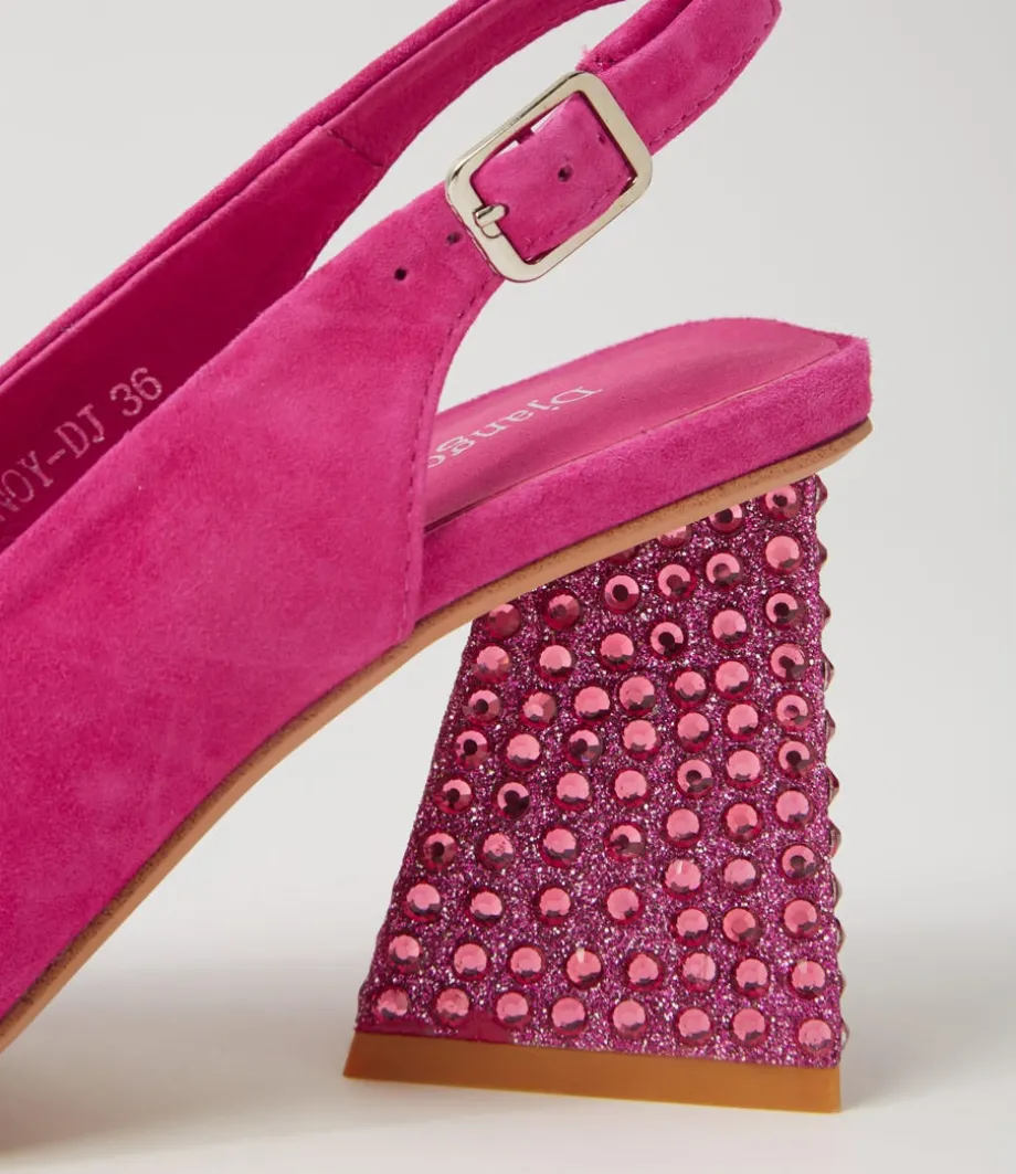 Lesnoy Fuchsia Suede Jewels Heels