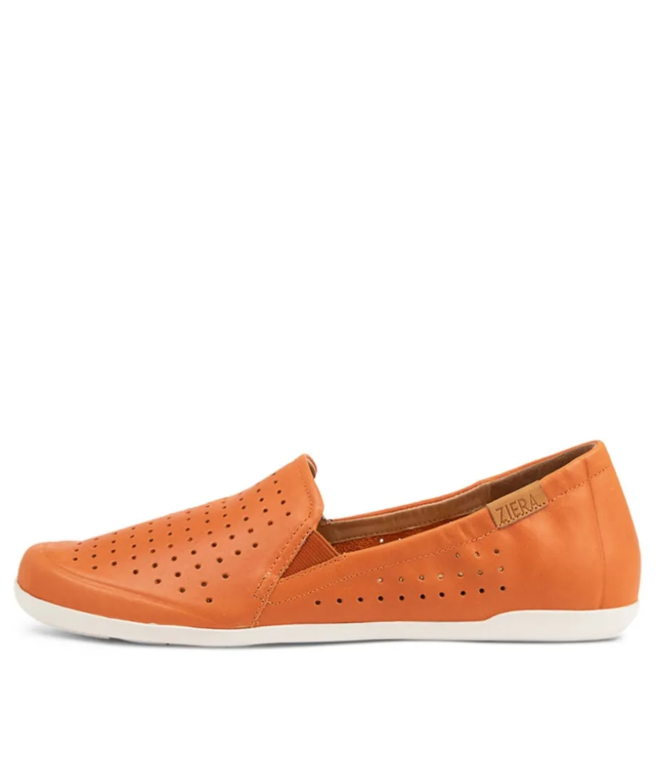 Liana W New Orange Leather Flat Shoes
