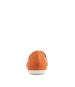 Liana W New Orange Leather Flat Shoes