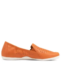 Liana W New Orange Leather Flat Shoes