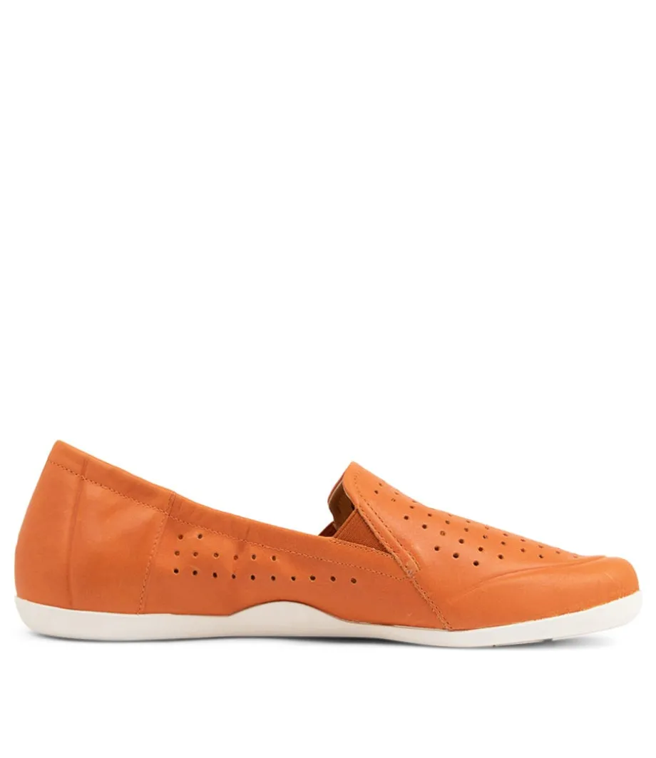Liana W New Orange Leather Flat Shoes