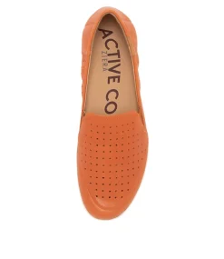Liana W New Orange Leather Flat Shoes