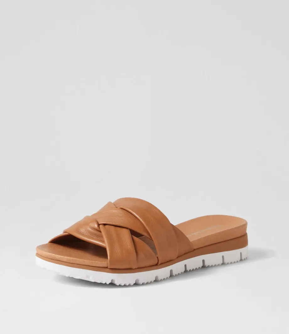 Liike Dark Tan Leather Slides