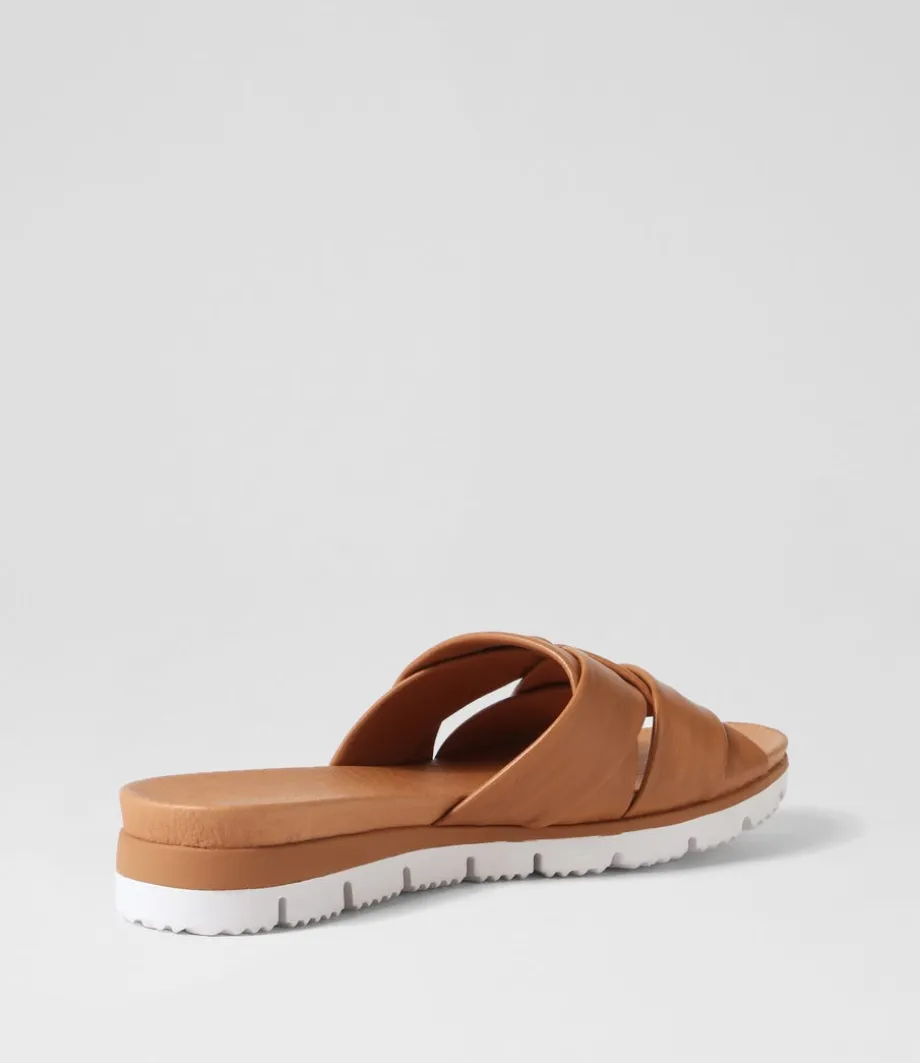 Liike Dark Tan Leather Slides