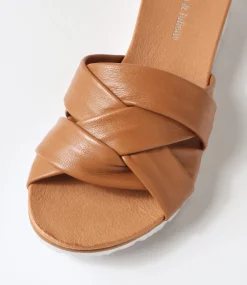 Liike Dark Tan Leather Slides