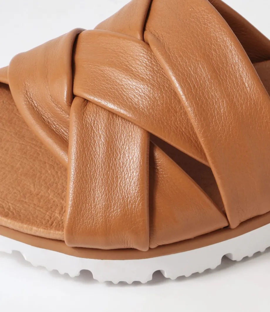 Liike Dark Tan Leather Slides